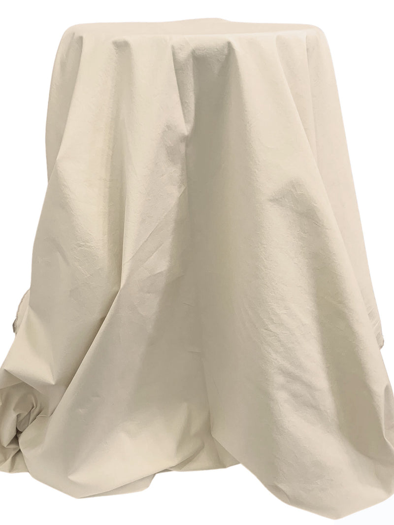 Soft Beige Cotton/Lycra Stretch Poplin Shirting - NY Designer - 50W