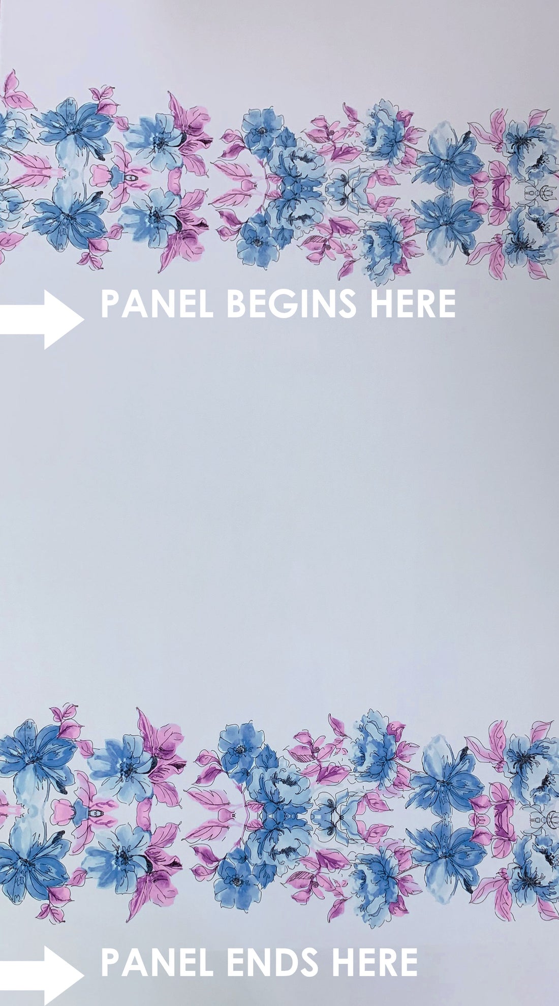 SOLD BY THE PANEL ONLY - Columbia Blue/Deep Lilac/Splash Blue/Black Polyester/Lycra Horizontal Sketch Floral Print ITY Knit 56W