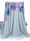 SOLD BY THE PANEL ONLY - Columbia Blue/Deep Lilac/Splash Blue/Black Polyester/Lycra Horizontal Sketch Floral Print ITY Knit 56W