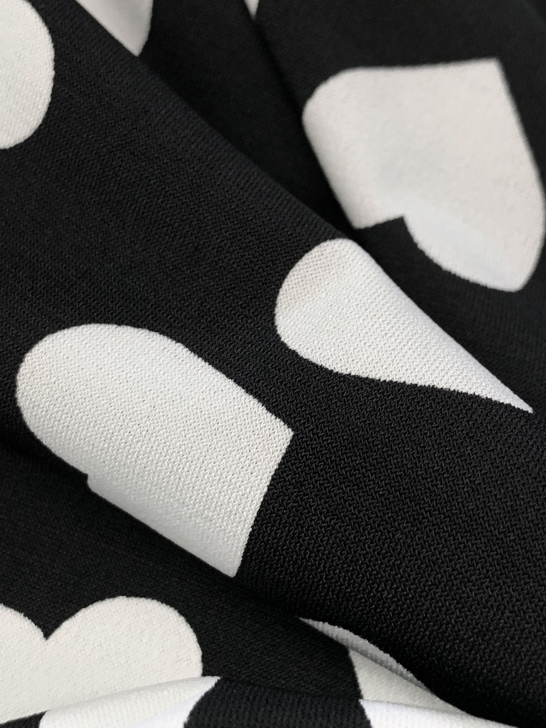 Black/White Polyester/Lycra Hearts Print ITY Knit 56W