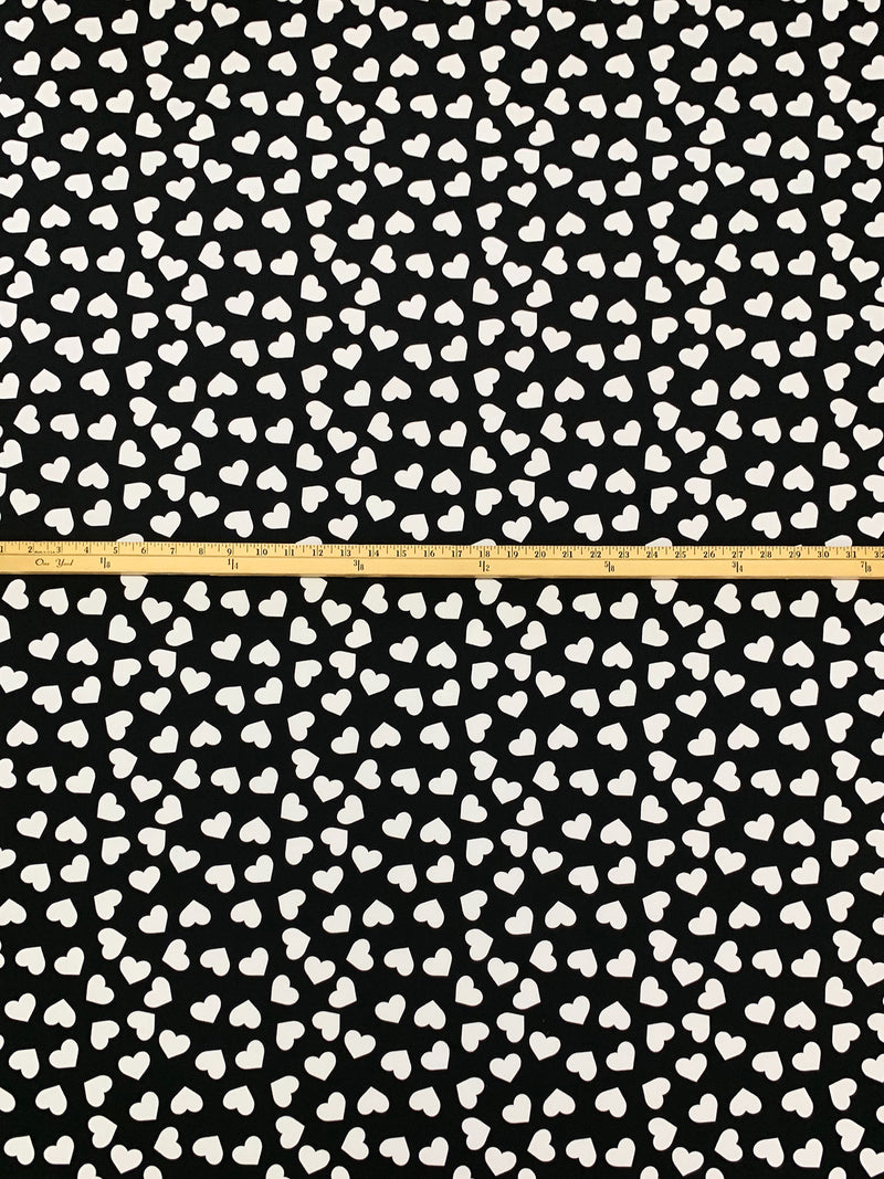 Black/White Polyester/Lycra Hearts Print ITY Knit 56W