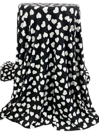 Black/White Polyester/Lycra Hearts Print ITY Knit 56W