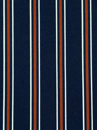 Navy Blue/Copper Rust/White Polyester/Lycra Vertical Stripe Print ITY Knit 60W