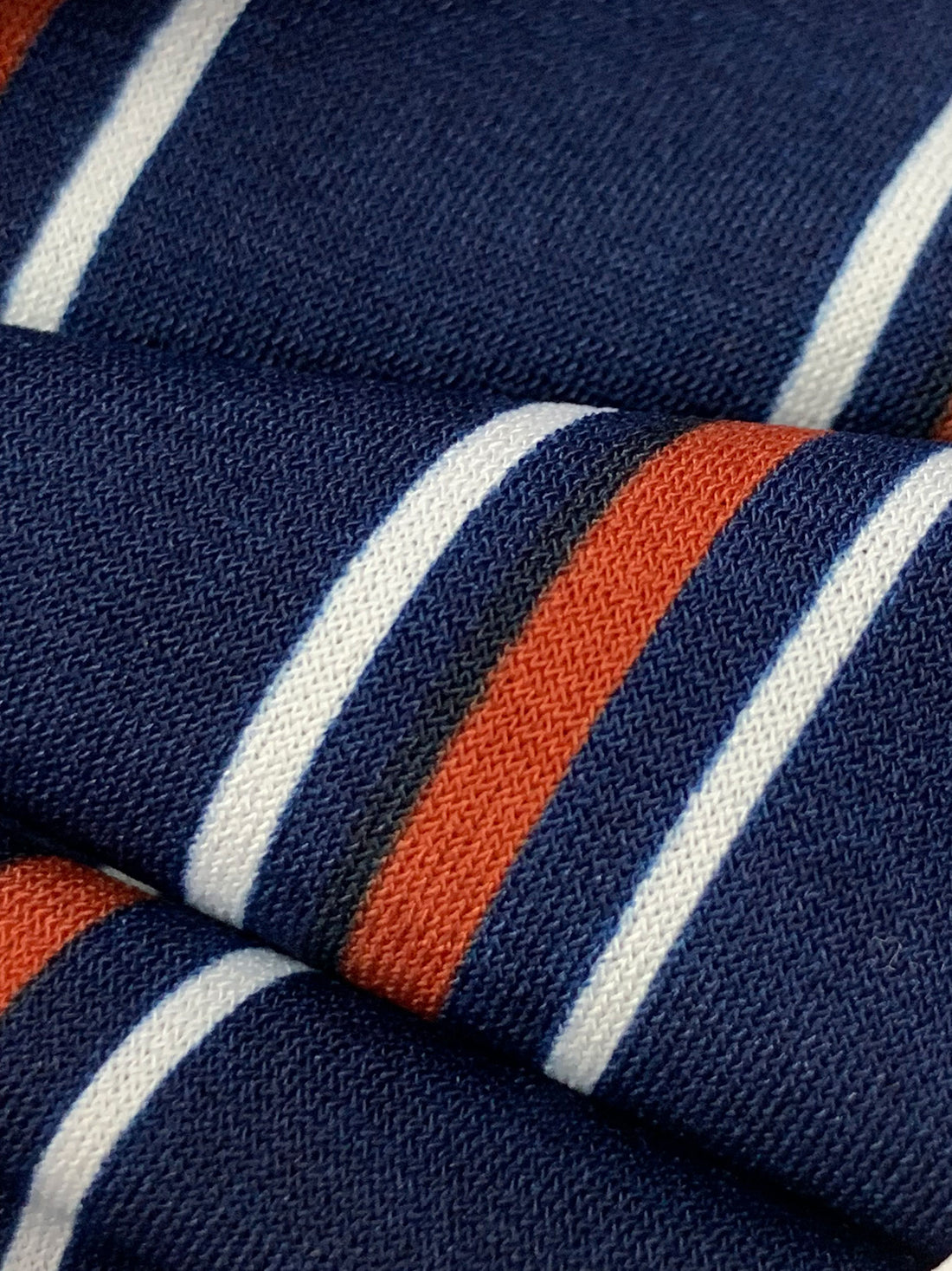 Navy Blue/Copper Rust/White Polyester/Lycra Vertical Stripe Print ITY Knit 60W