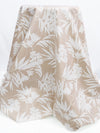 Warm Taupe/White Rayon/Nylon/Lycra Foliage Silhouette Print Stretch Bengaline Suiting - NY Designer - 58W