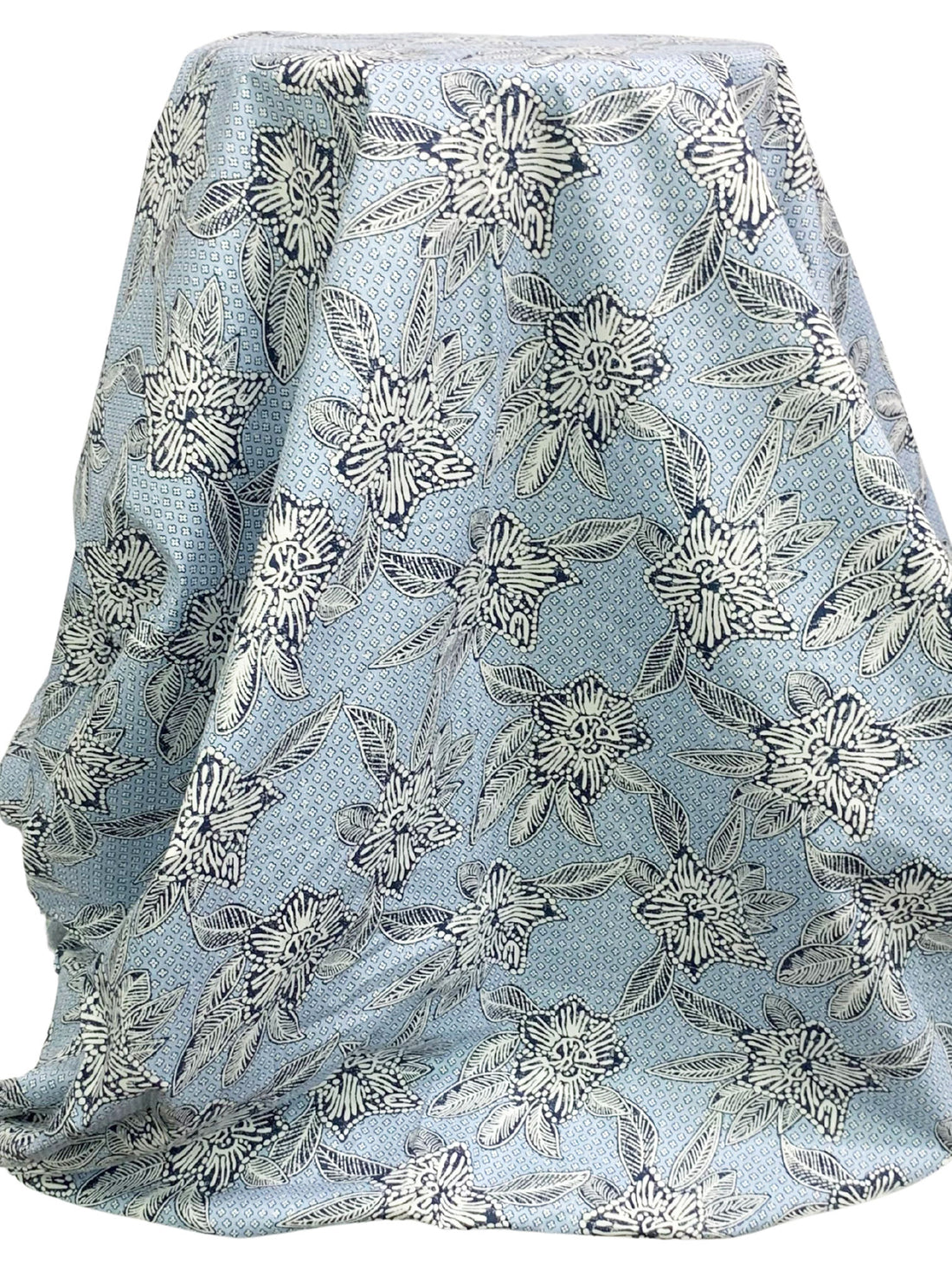 Steel Blue/White/Dark Lapis Blue 100% Cotton Floral Print Poplin Shirting 56W