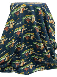 Independence Blue/Sunray/Brown Sugar/Multi 100% Cotton/Linen Cowboy Print Slubbed Shirting 56W