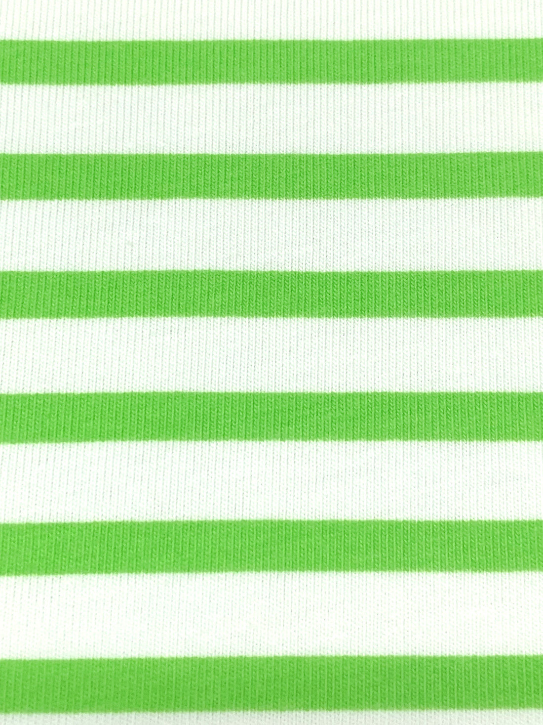 Apple Green/White Cotton/Lycra Horizontal Stripe Jersey Knit 60W