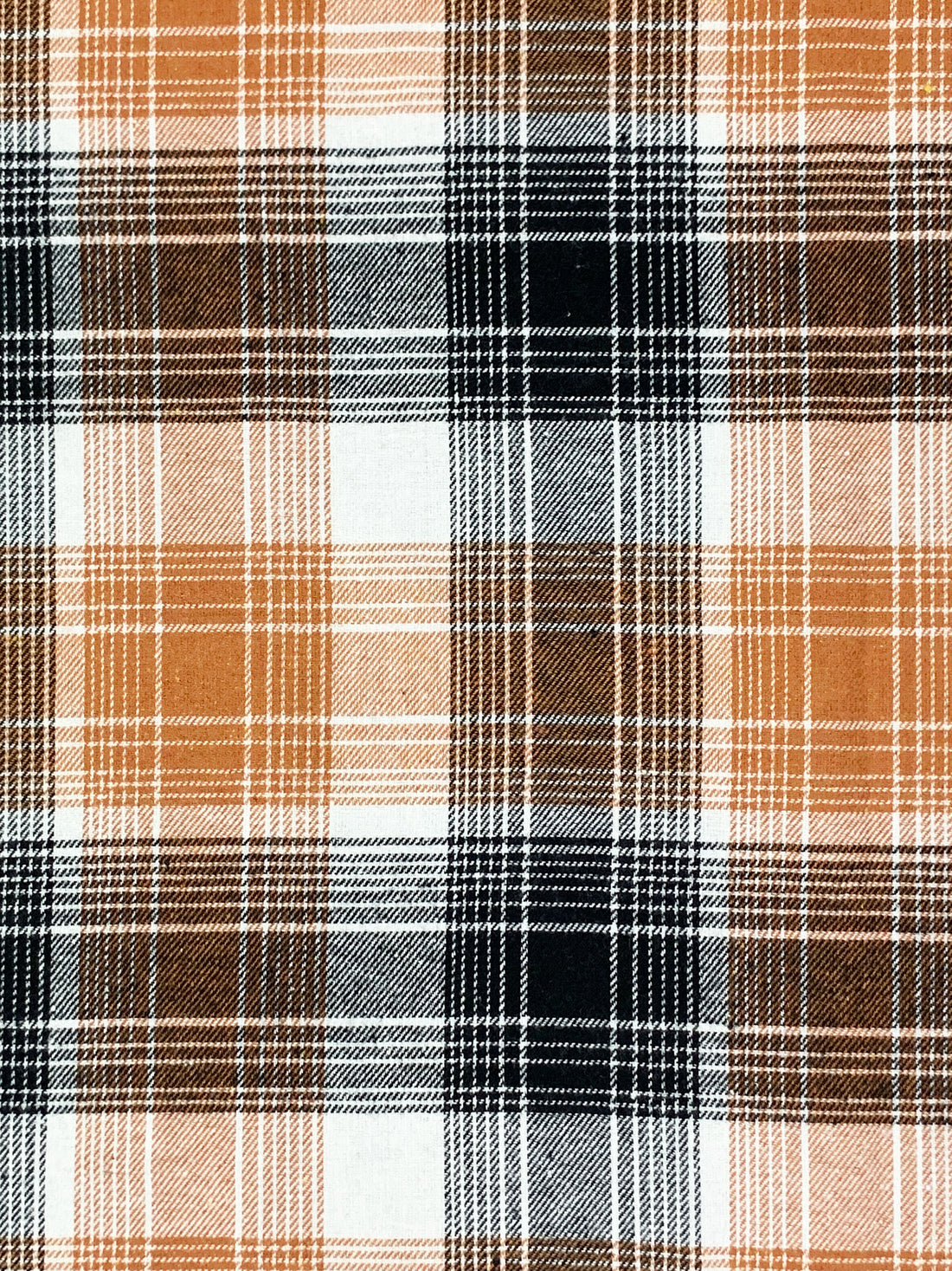Copper/Black/White 100% Cotton Plaid Flannel Shirting 56W
