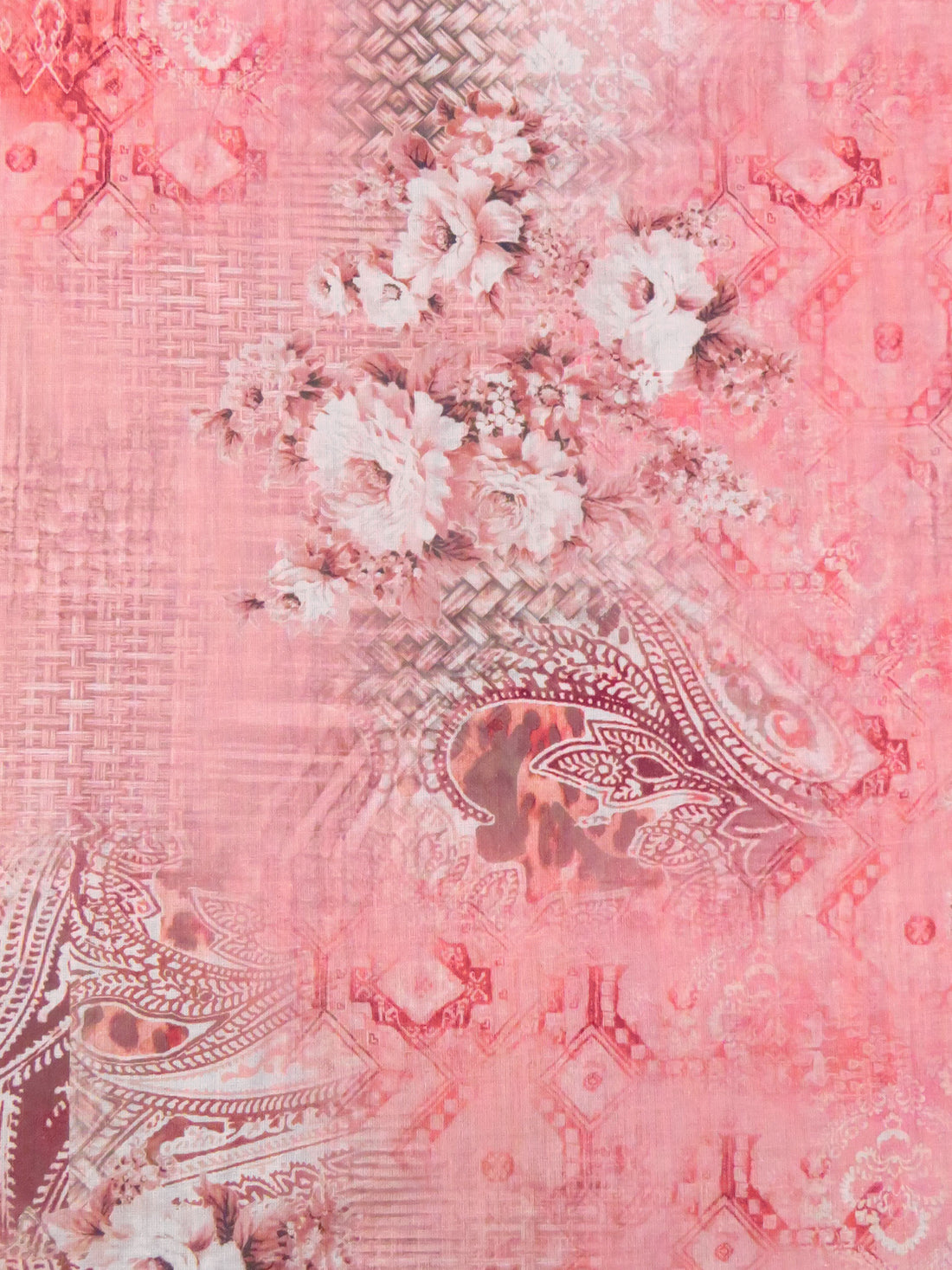 Soft Pink/Watermelon Pink/Mid Gray/Multi 100% Cotton Abstract & Floral Print Lawn 56W