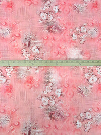 Soft Pink/Watermelon Pink/Mid Gray/Multi 100% Cotton Abstract & Floral Print Lawn 56W