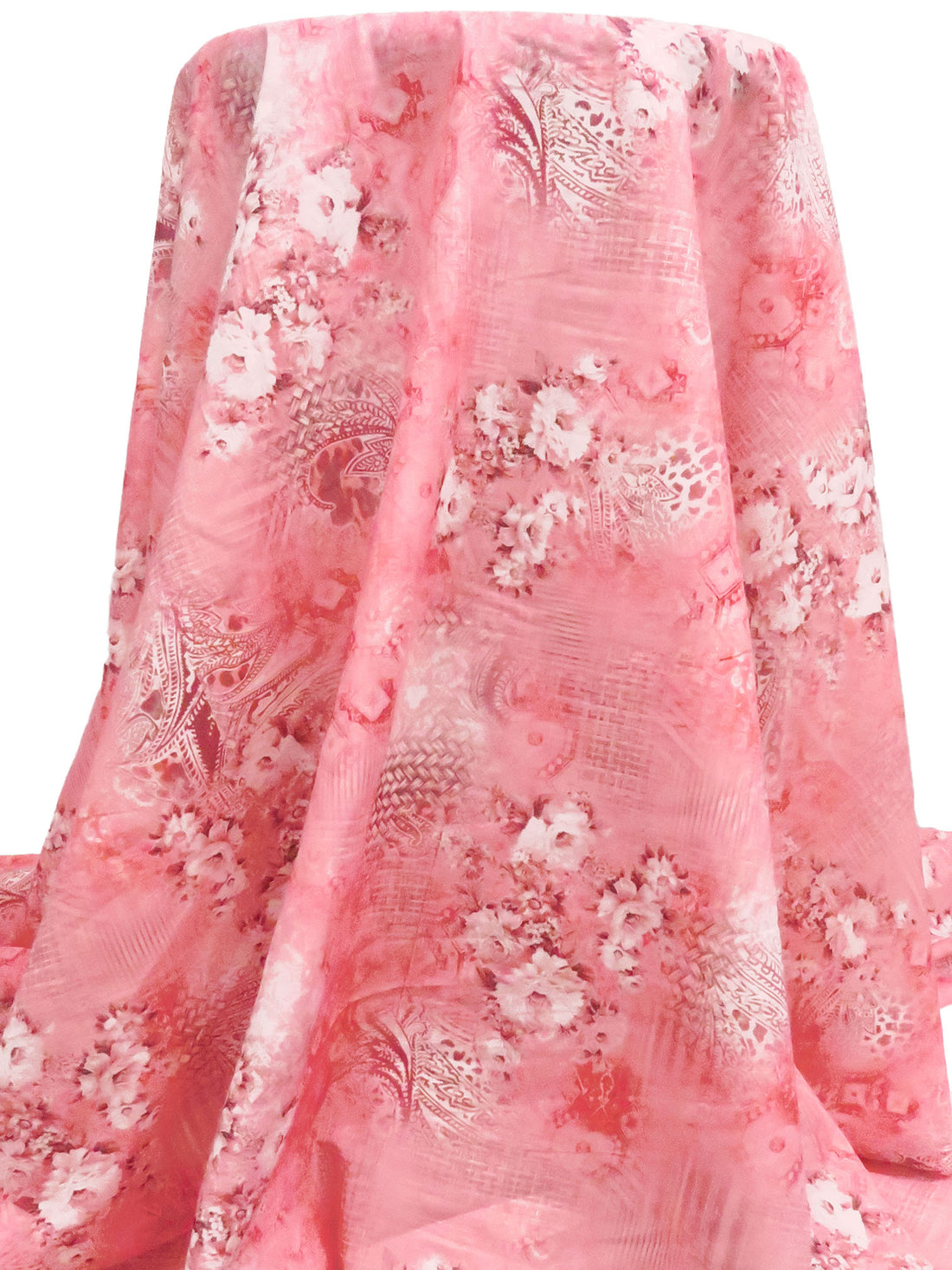 Soft Pink/Watermelon Pink/Mid Gray/Multi 100% Cotton Abstract & Floral Print Lawn 56W