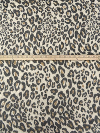 White/Charcoal/Fawn Polyester/Lycra Animal Print Brushed French Terry Knit 56W