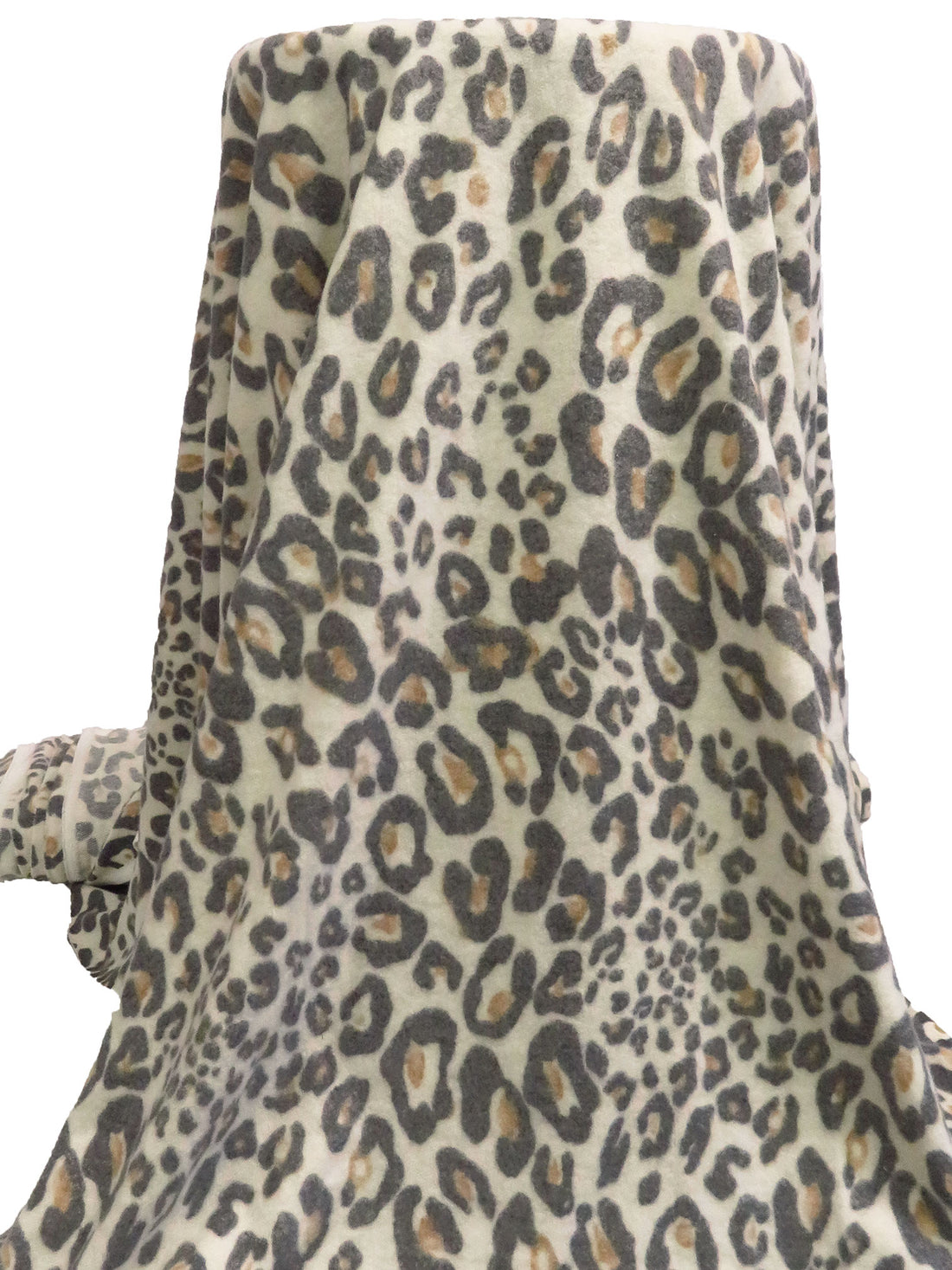 White/Charcoal/Fawn Polyester/Lycra Animal Print Brushed French Terry Knit 56W