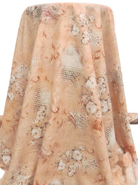 Peach/Muted Brown/White/Multi 100% Cotton Abstract & Floral Print Lawn 58W