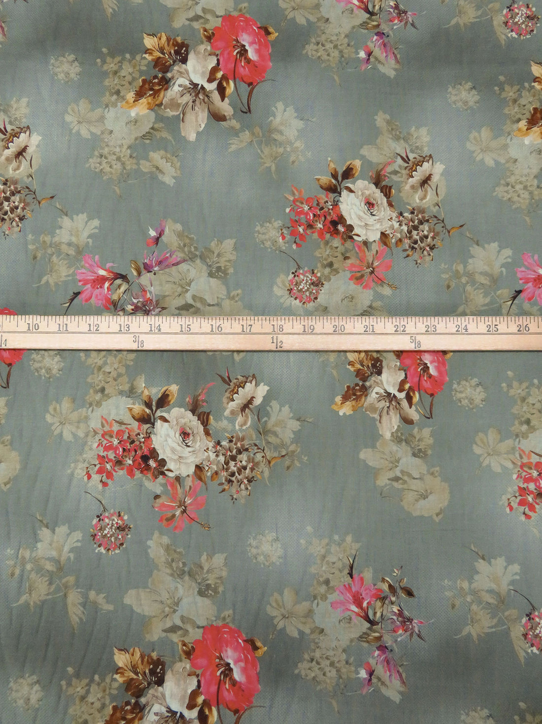 Cloud Gray/Sand/Coral/Multi 100% Cotton Floral Clusters Print Lawn 57W