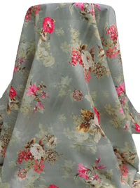 Cloud Gray/Sand/Coral/Multi 100% Cotton Floral Clusters Print Lawn 57W