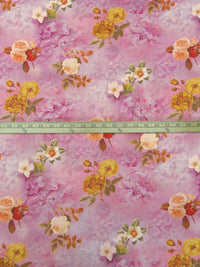Charm Pink/White/Amber/Multi 100% Cotton Floral Print Lawn 58W