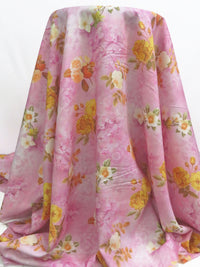 Charm Pink/White/Amber/Multi 100% Cotton Floral Print Lawn 58W