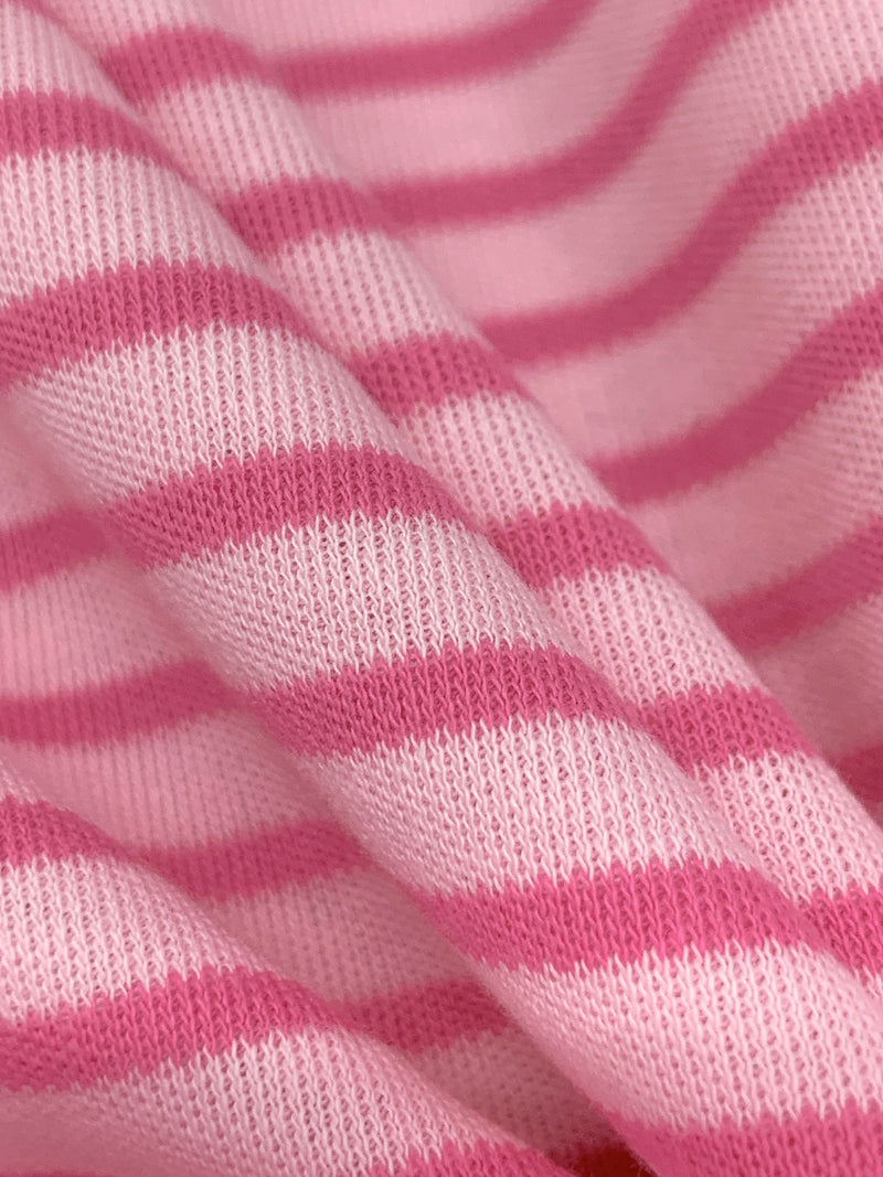 Fandango Pink/Cameo Pink Cotton/Polyester Horizontal Stripe Interlock Knit 62W