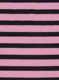 Taffy Pink/Black Cotton/Lycra Horizontal Stripe Print Jersey Knit 62W