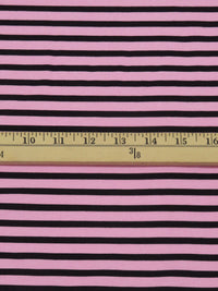 Taffy Pink/Black Cotton/Lycra Horizontal Stripe Print Jersey Knit 62W