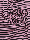 Taffy Pink/Black Cotton/Lycra Horizontal Stripe Print Jersey Knit 62W