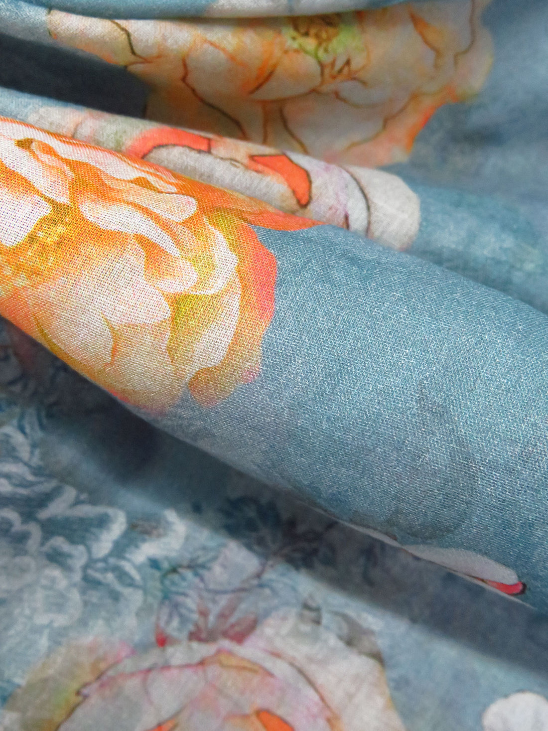 Pewter Blue/Light Pink/Sunray/Multi 100% Cotton Floral Print Lawn 58W