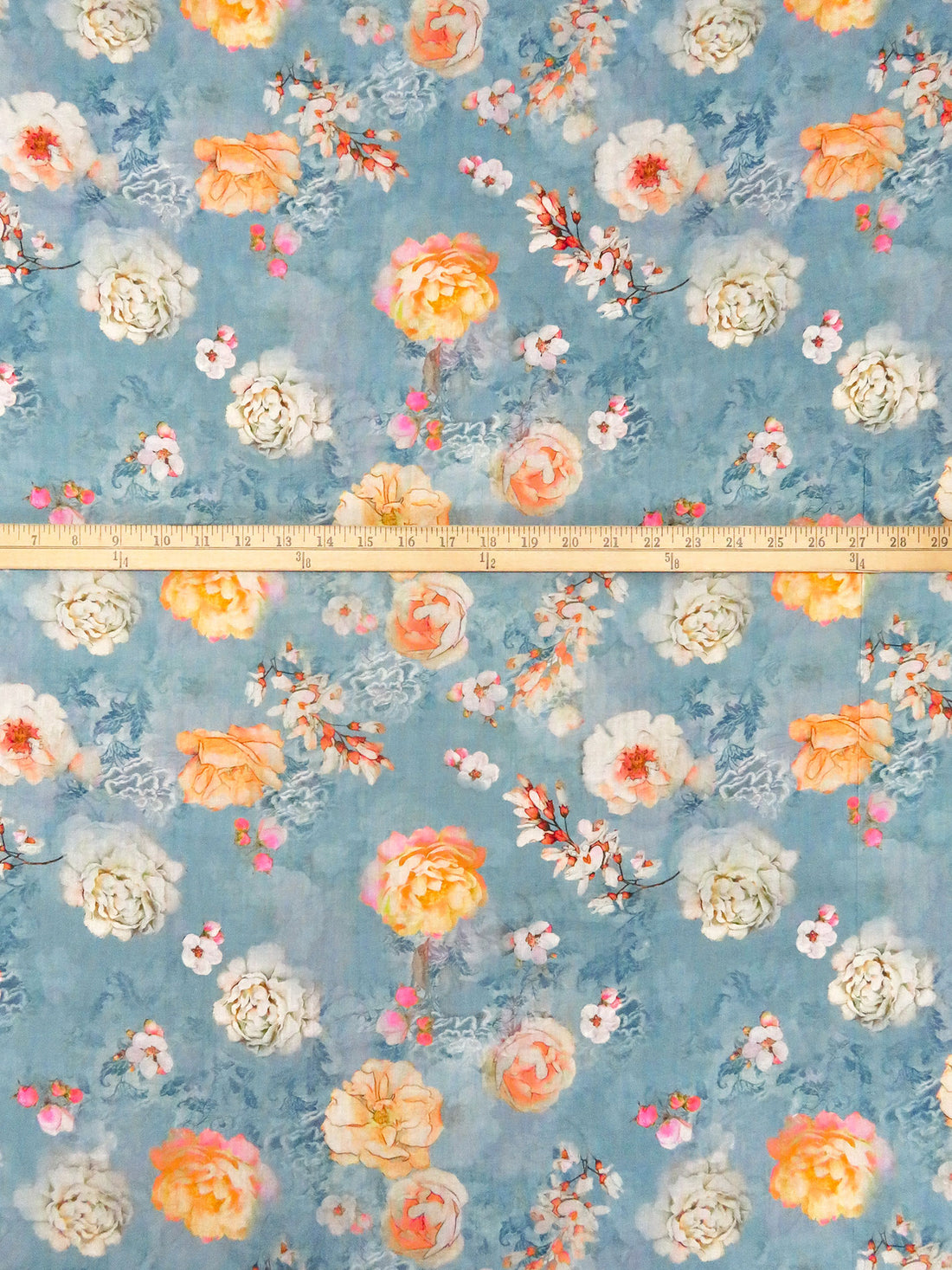 Pewter Blue/Light Pink/Sunray/Multi 100% Cotton Floral Print Lawn 58W
