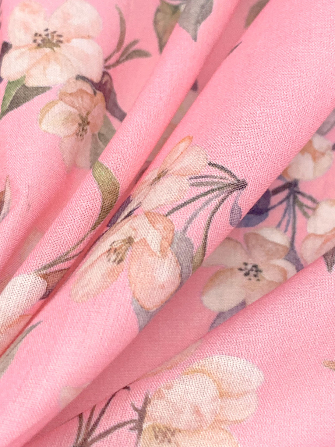 Bubblegum/Old Lavender/Off-White/Multi 100% Cotton Floral Print Lawn 58W