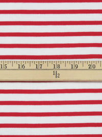 White/Apple Red Cotton/Polyester Yarn-Dyed Horizontal Stripe Jersey Knit 58W