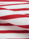 White/Apple Red Cotton/Polyester Yarn-Dyed Horizontal Stripe Jersey Knit 58W