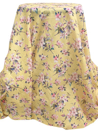 Flax Yellow/Champagne Pink/Raw Umber/Multi 100% Cotton Floral Print Lawn 58W