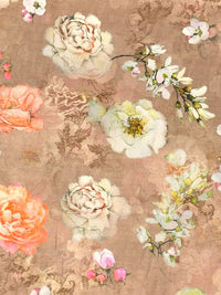Light Taupe/Mellow Apricot/Off-White/Multi 100% Cotton Floral Print Lawn 58W