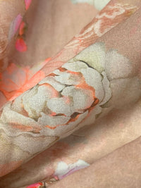 Light Taupe/Mellow Apricot/Off-White/Multi 100% Cotton Floral Print Lawn 58W