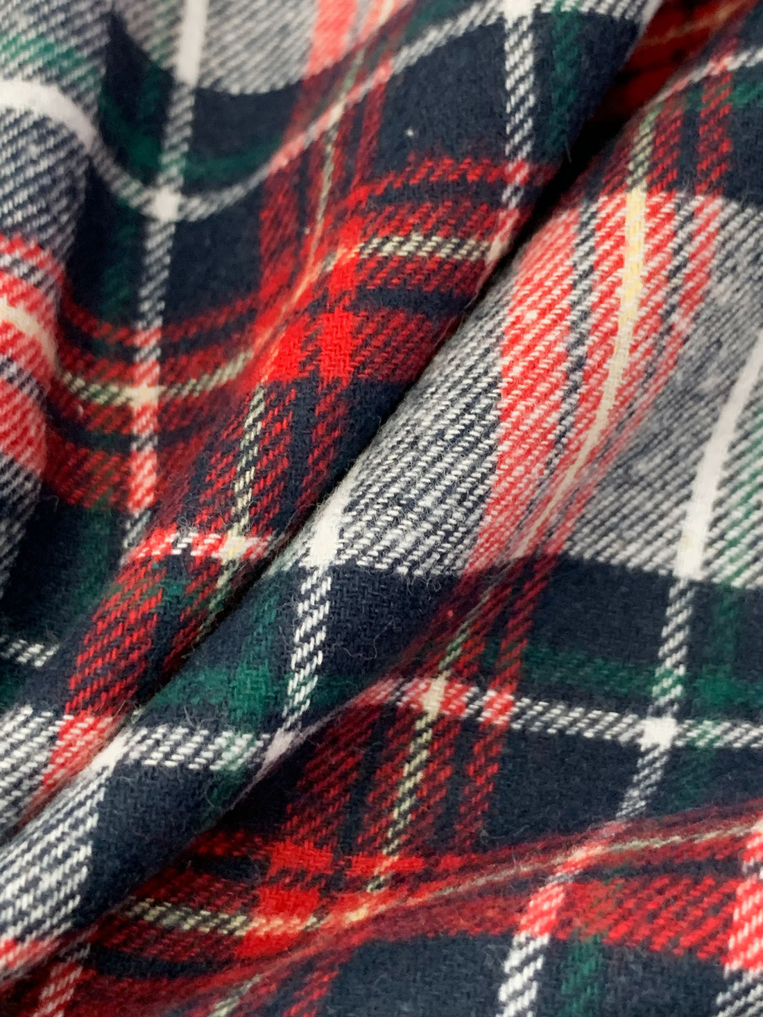 Dark Imperial Blue/White/Red 100% Cotton Plaid Flannel Shirting 58W