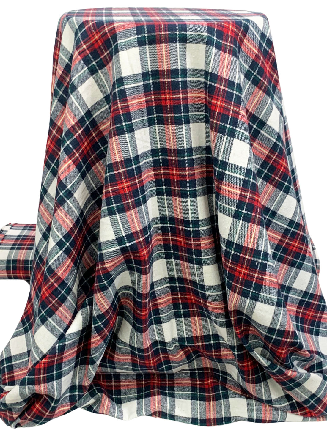 Dark Imperial Blue/White/Red 100% Cotton Plaid Flannel Shirting 58W