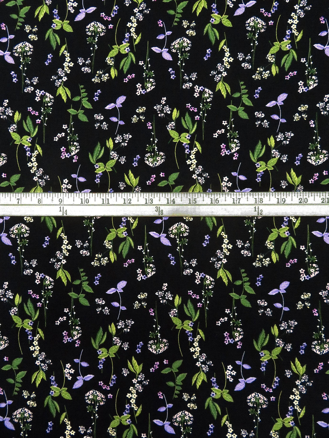 Black/Lavender/Leaf Green/Multi 100% Polyester Garden Floral Print Bubble Crepe 58W