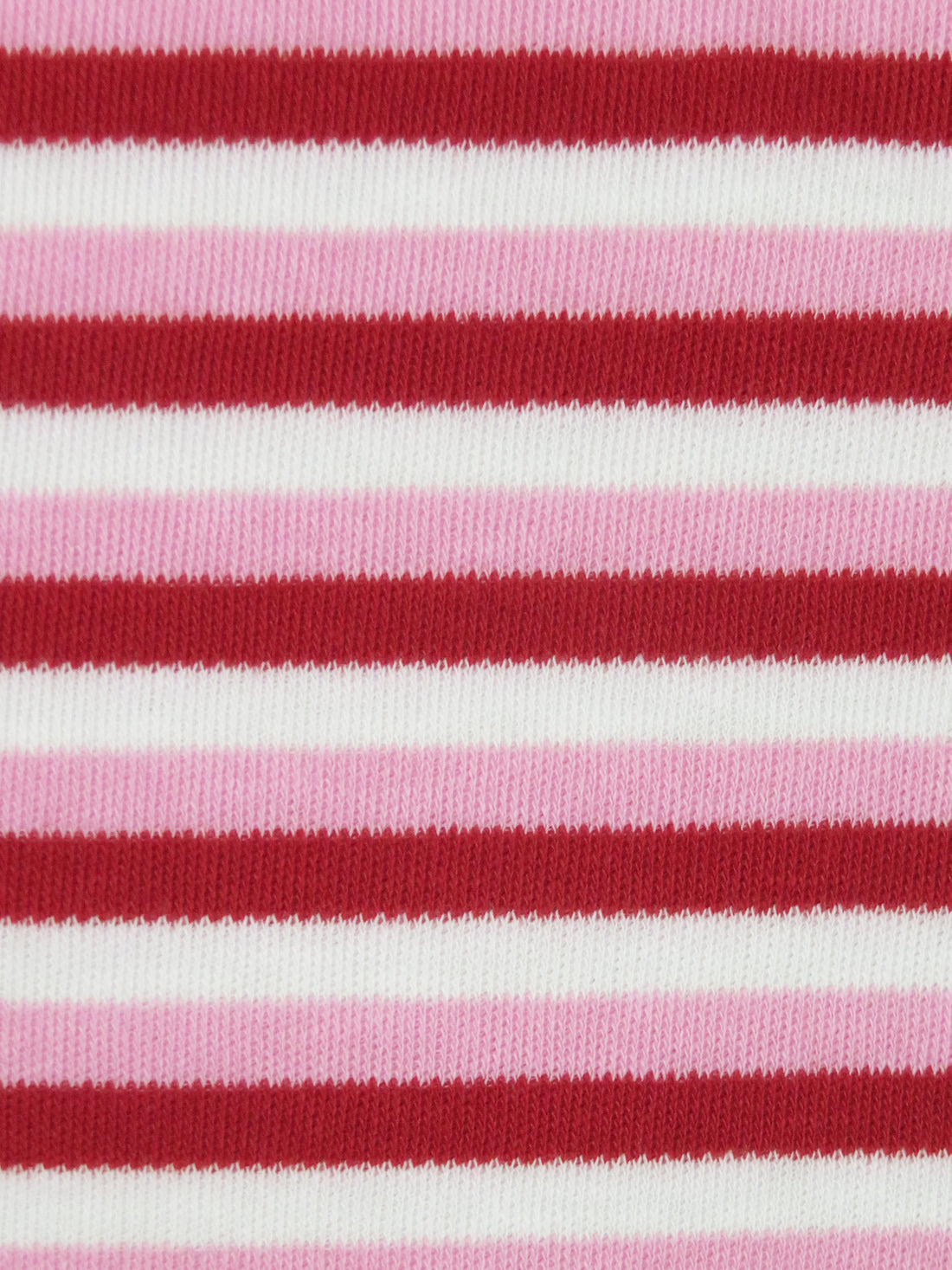 Apple Red/Carnation Pink/White Cotton/Polyester Yarn-Dyed Horizontal Stripe Interlock Knit 62W