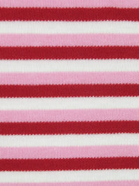 Apple Red/Carnation Pink/White Cotton/Polyester Yarn-Dyed Horizontal Stripe Interlock Knit 62W