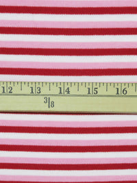 Apple Red/Carnation Pink/White Cotton/Polyester Yarn-Dyed Horizontal Stripe Interlock Knit 62W