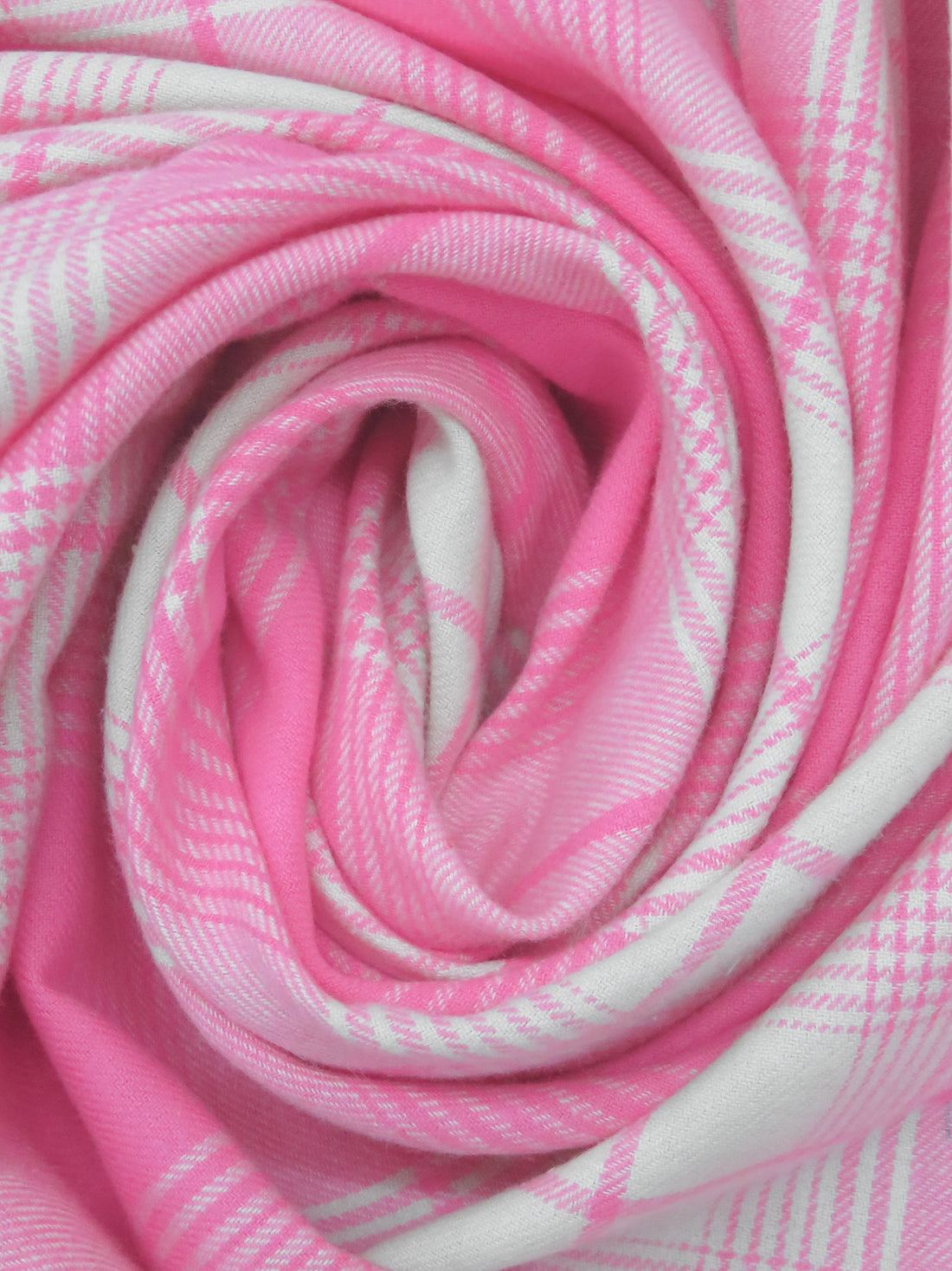 Persian Pink/Off-White 100% Cotton Plaid Weave Flannel Shirting 62W