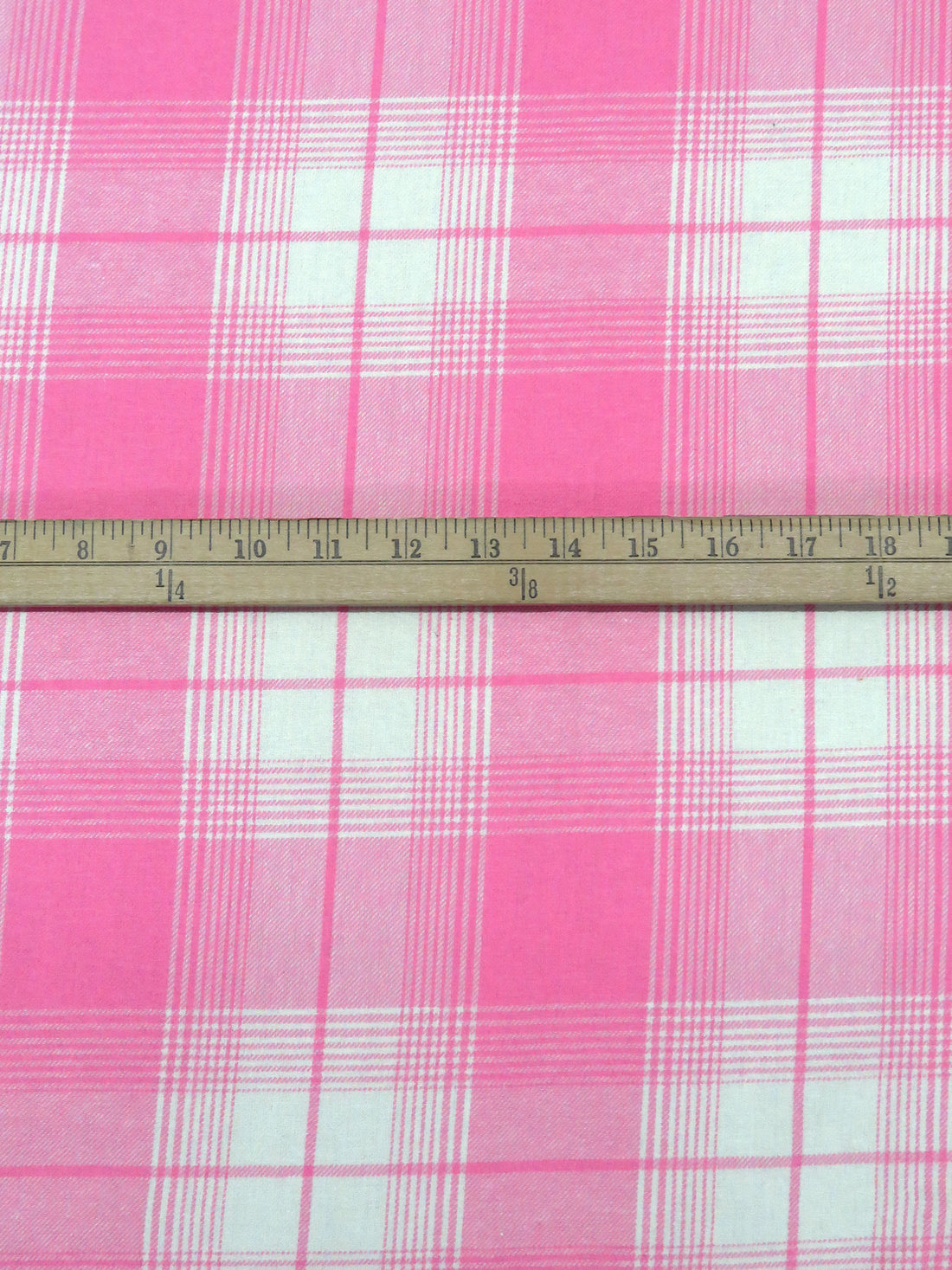 Persian Pink/Off-White 100% Cotton Plaid Weave Flannel Shirting 62W