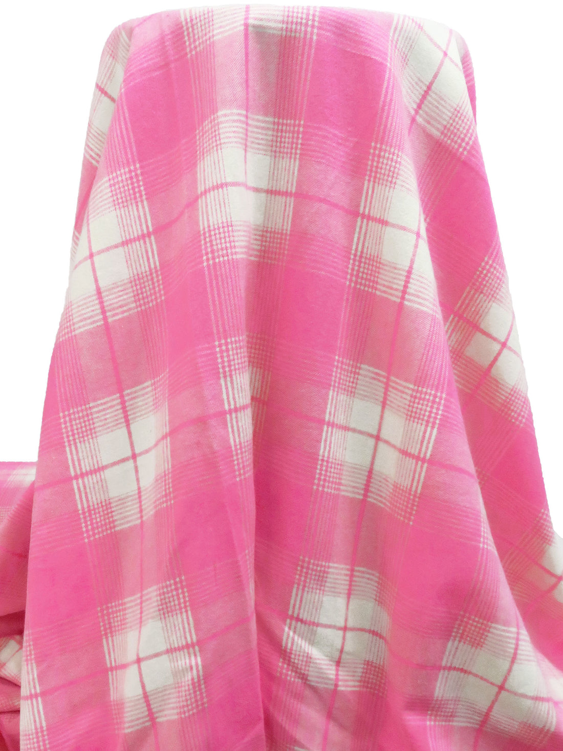 Persian Pink/Off-White 100% Cotton Plaid Weave Flannel Shirting 62W