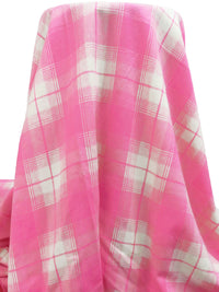 Persian Pink/Off-White 100% Cotton Plaid Weave Flannel Shirting 62W