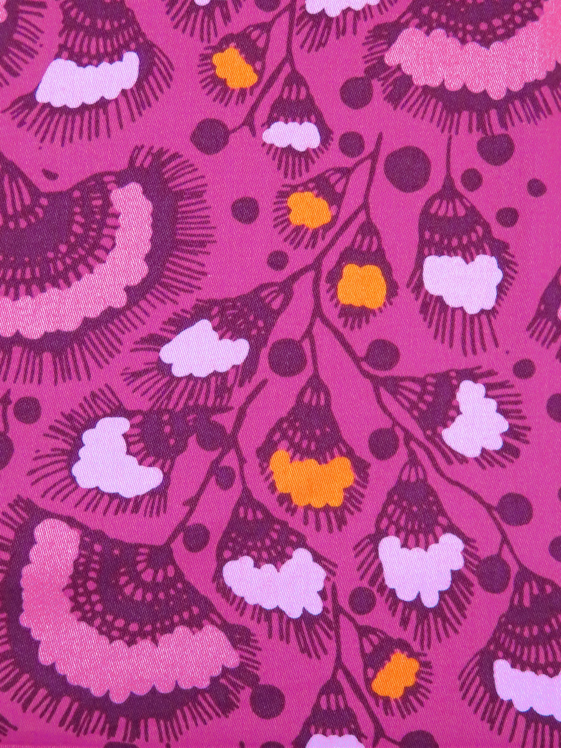 Magenta Pink/Pale Purple/Orange/Multi 100% Cotton Folk Floral Print Twill - NY Designer - 56W