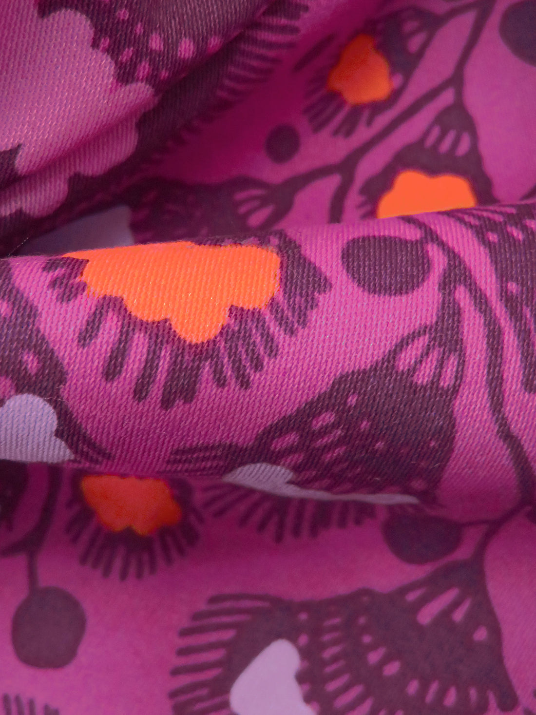 Magenta Pink/Pale Purple/Orange/Multi 100% Cotton Folk Floral Print Twill - NY Designer - 56W