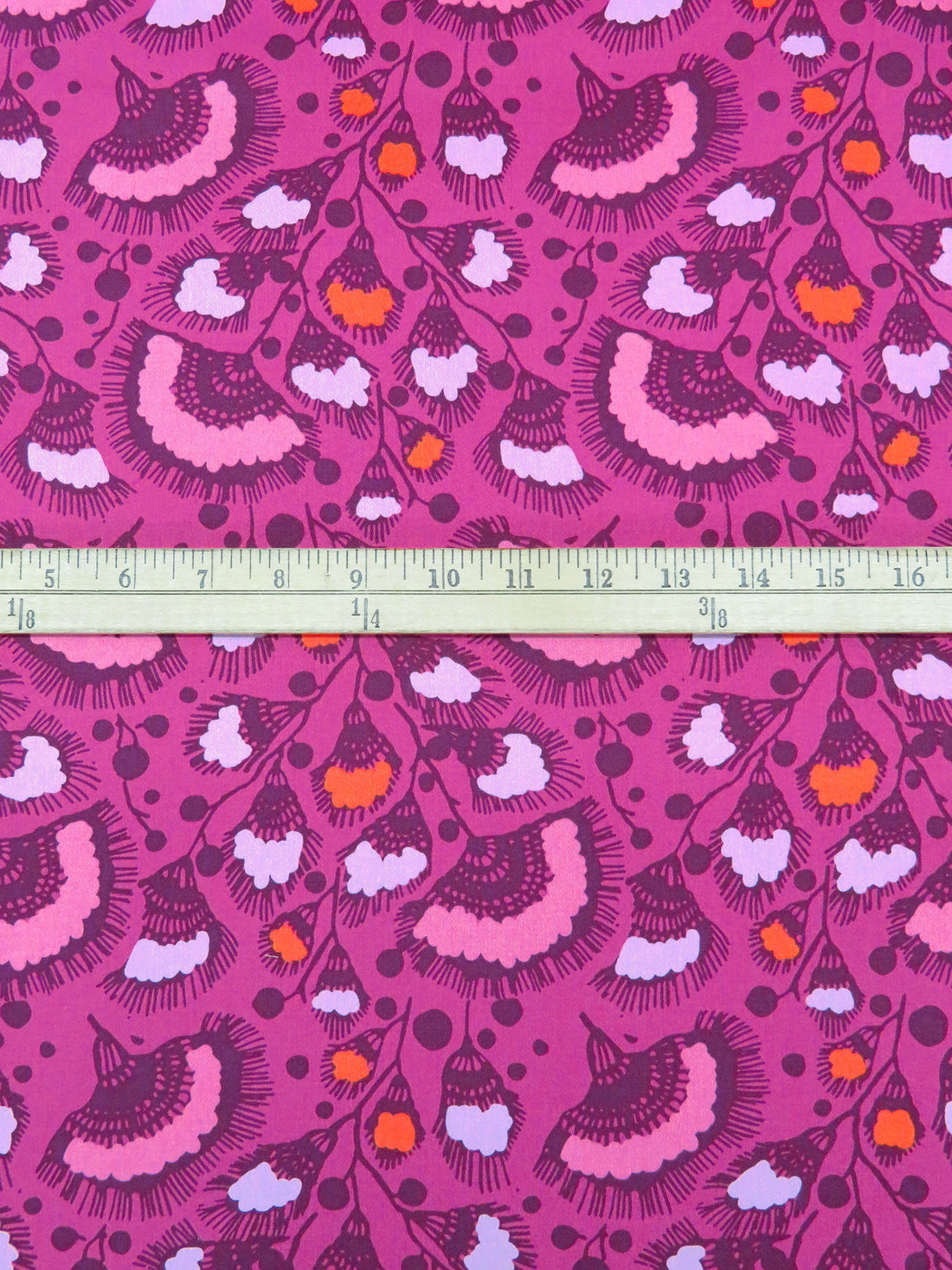 Magenta Pink/Pale Purple/Orange/Multi 100% Cotton Folk Floral Print Twill - NY Designer - 56W