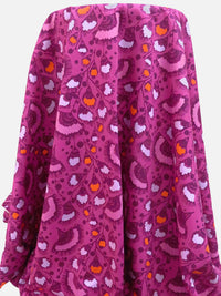 Magenta Pink/Pale Purple/Orange/Multi 100% Cotton Folk Floral Print Twill - NY Designer - 56W