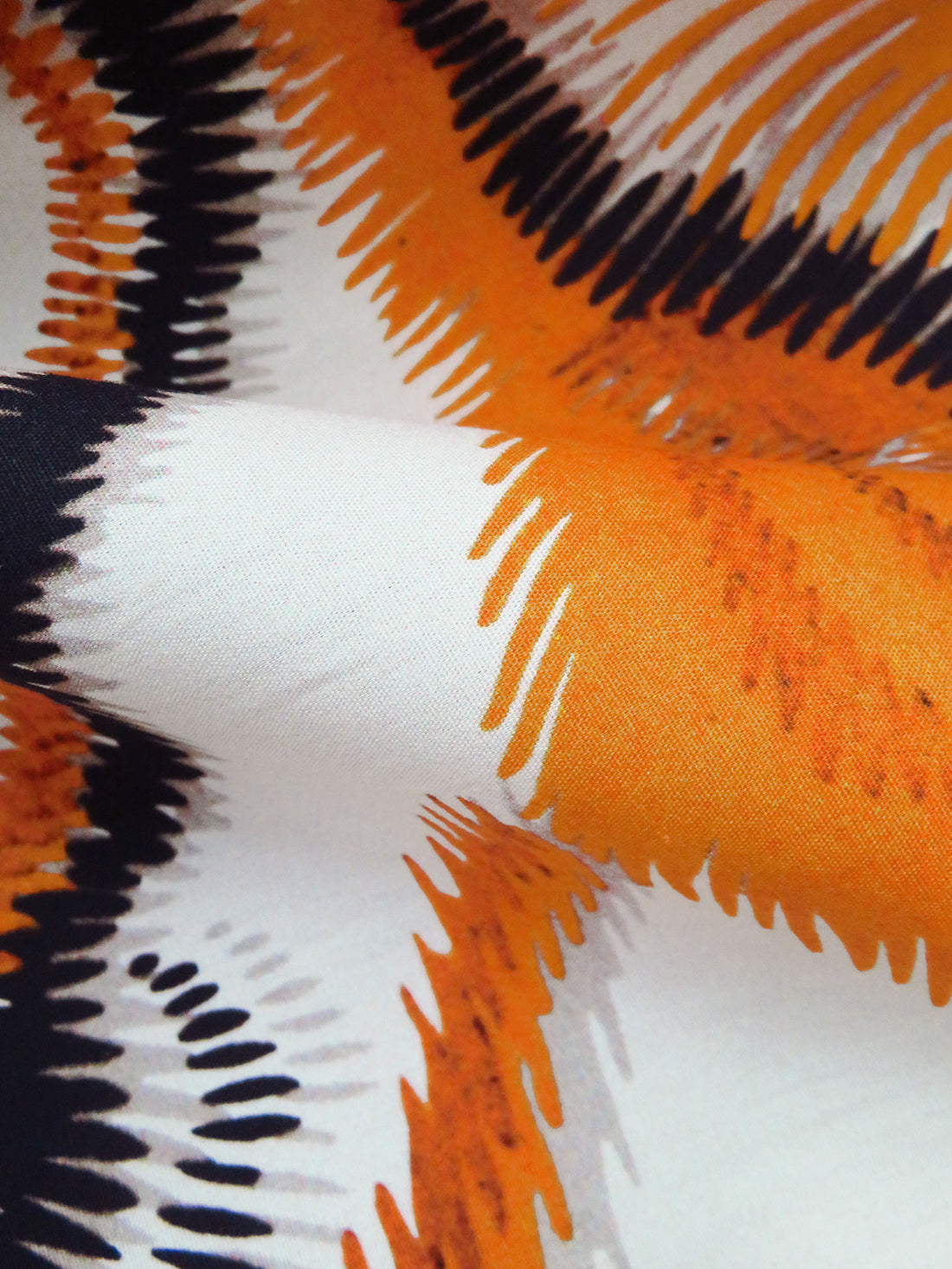 Off-White/Pumpkin/Black/Multi 100% Cotton Abstract Print Lawn 56W